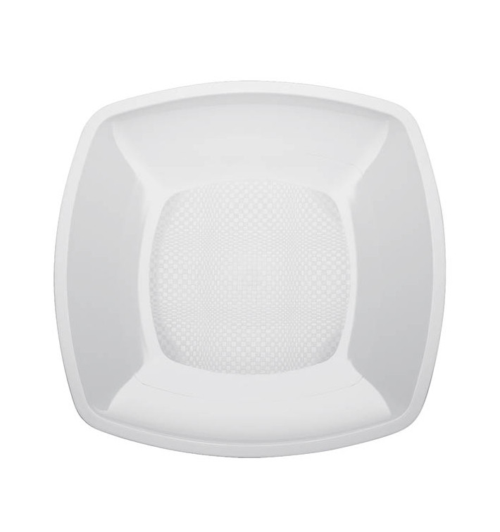 Plastové Talíř Plochá Bílý Square PP 230mm (25 Kousky)