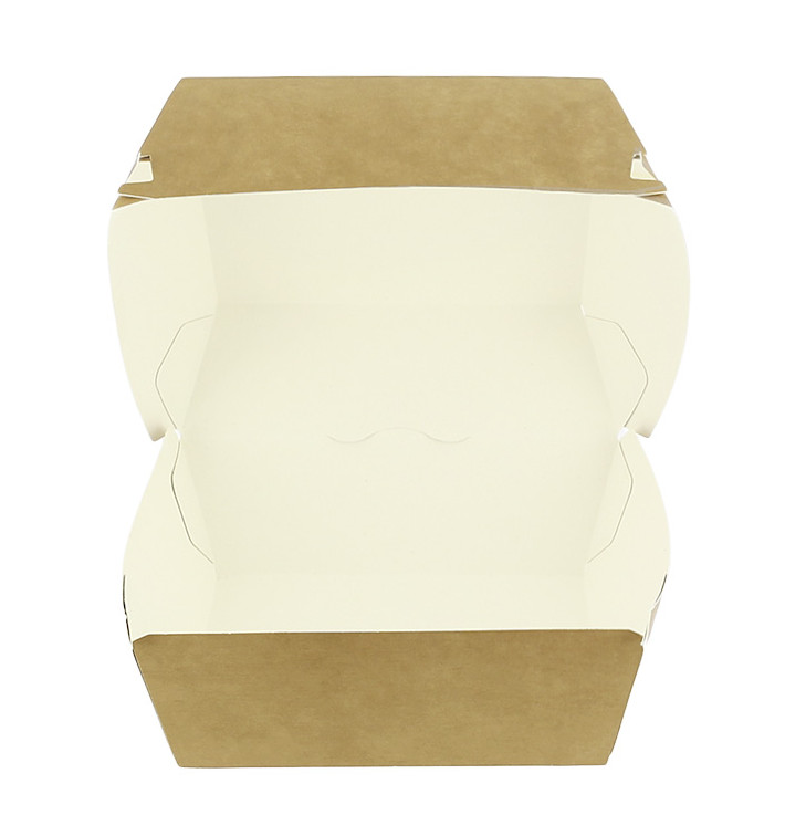 Krabička na Hamburger Mega Kraftová Lepenka s Dvojitým Zavíráním 15,5x15,5x10cm (200 Ks)
