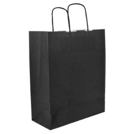 Papírové Tašky Kraft Černá s Ouškems 100g/m² 25+11x31cm (25 Ks)